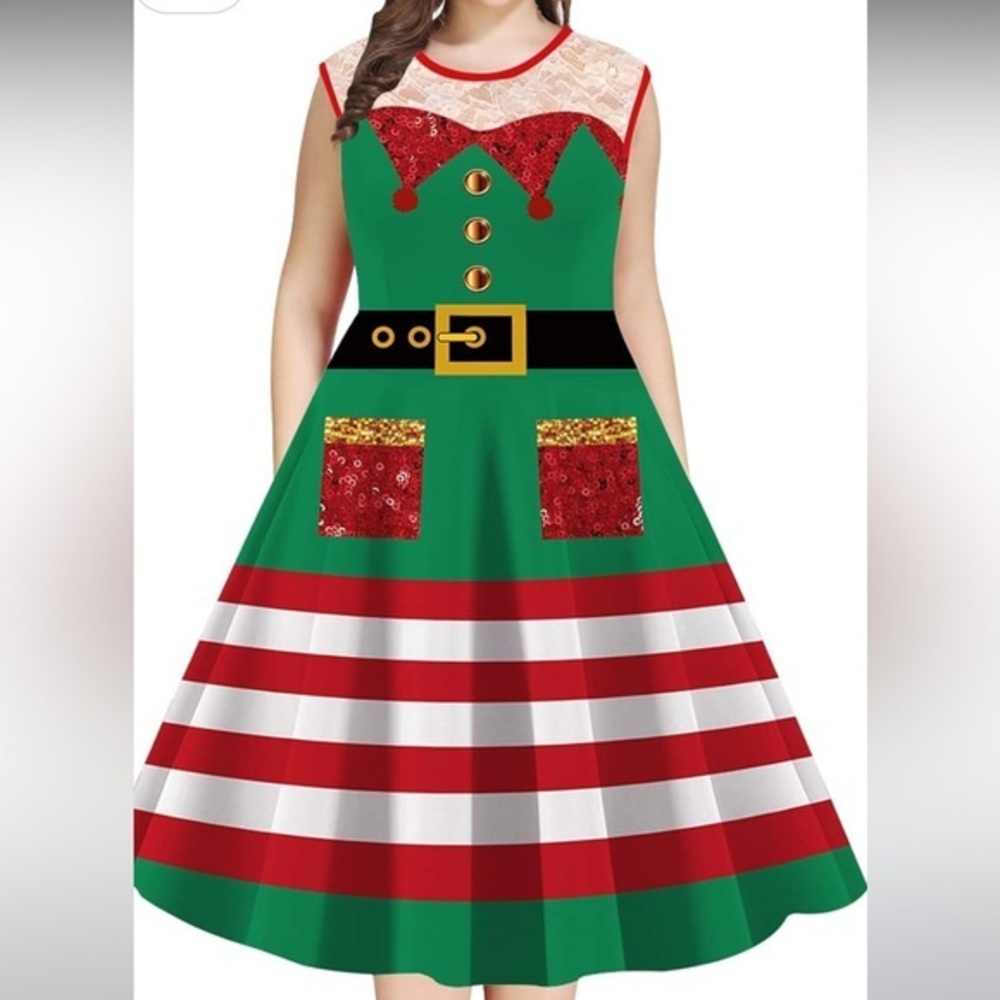 Woman's Christmas festive elf costume dress size 5XL